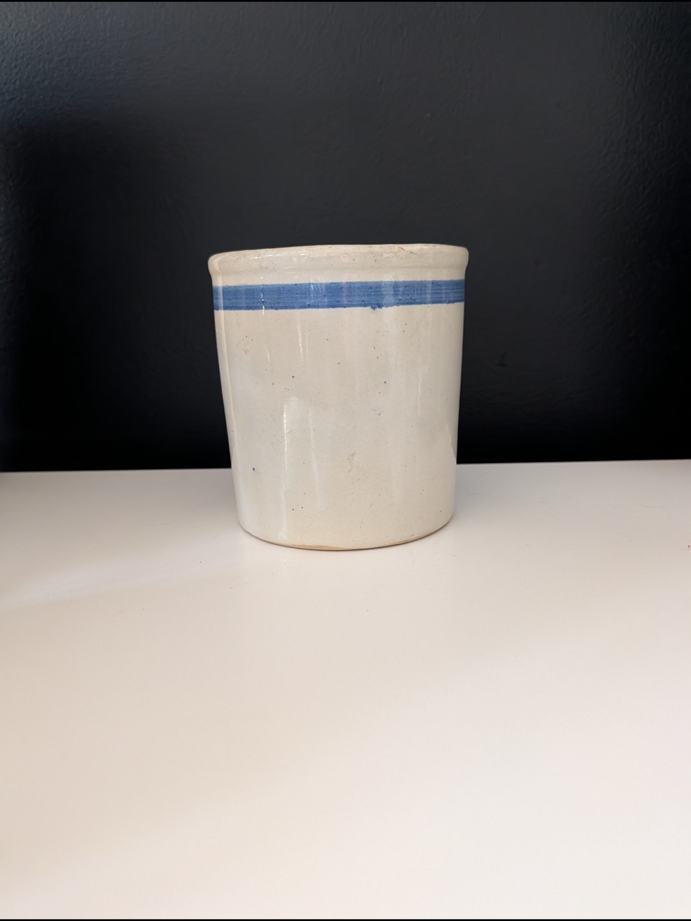 Vintage Blue Line Stoneware Crock